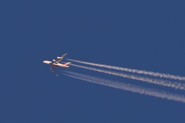 A6-EDY. Emiratesin Airbus 380-861 ylittämässä Ivaloa. Dubaista NewYorkiin matkalla.