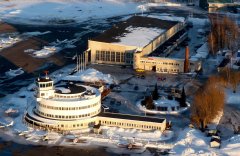 Helsinki-Malmi Airport buildings during winter